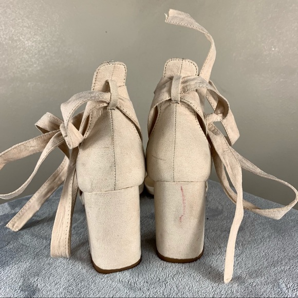 Lulus Airis Nude Suede Lace-Up Heels - Picture 7 of 8